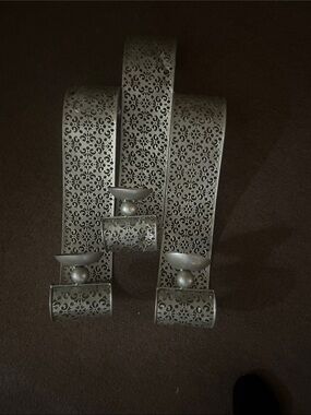 Decorative Metal Curtain Holdbacks in Silver - Set of 3